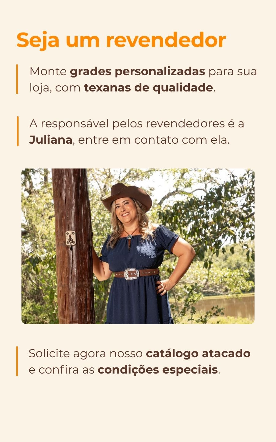 Seja um revendedor 7ESTRIVOS — grades personalizadas com texanas de qualidade